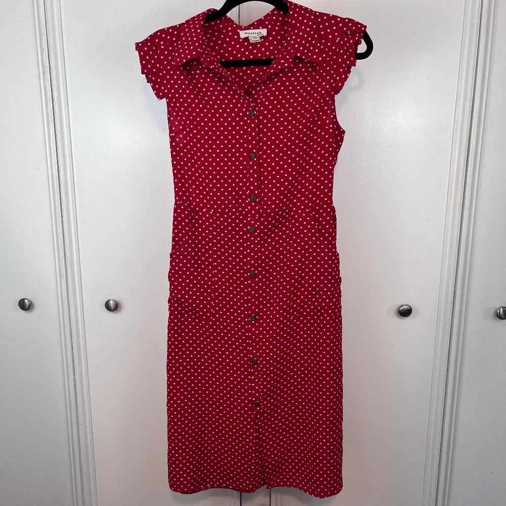 Monteau Short Sleeve Red Polka Dot Dress